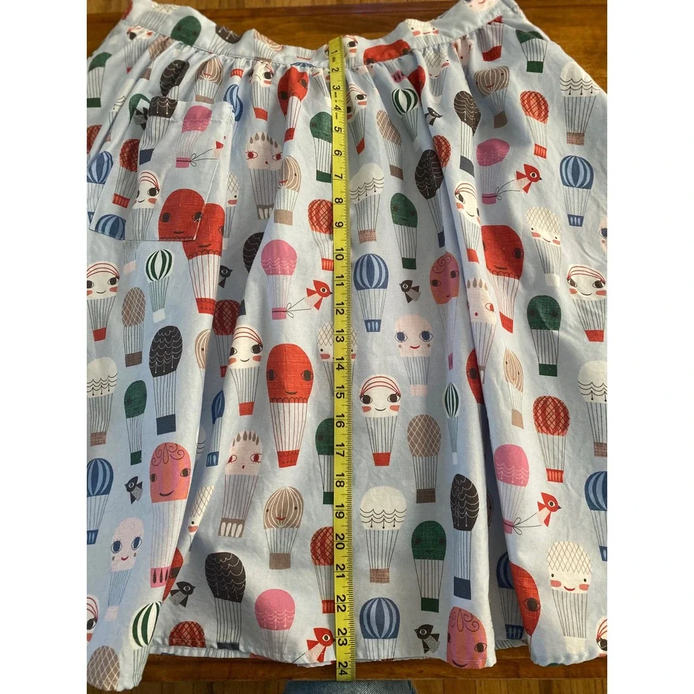 ModCloth Hot Air Balloon Print A-Line Skirt Blue Cotton XL Pocket Retro Style - Picture 10 of 14